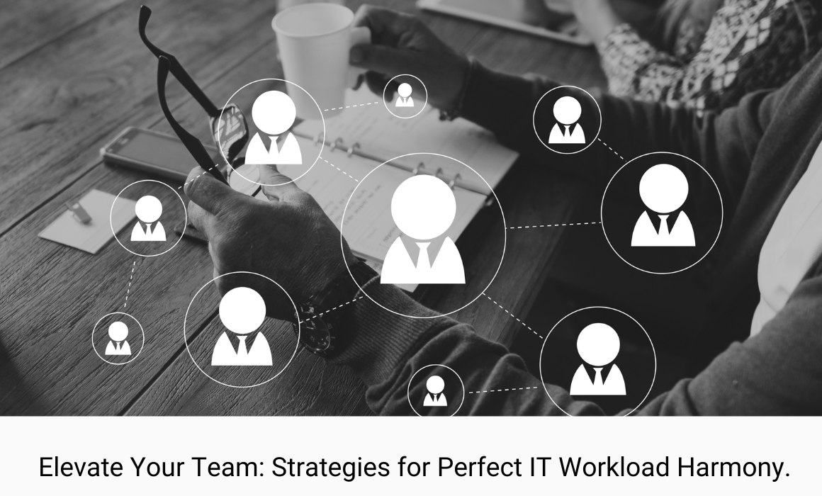 Graphic illustration showing balanced scales symbolizing effective IT workload management strategies for optimal team performance.