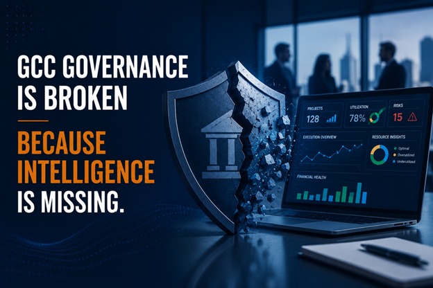 GCC Governance and Execution Intelligence Unified GCC governance dashboard showing execution intelligence, project visibility, and financial control