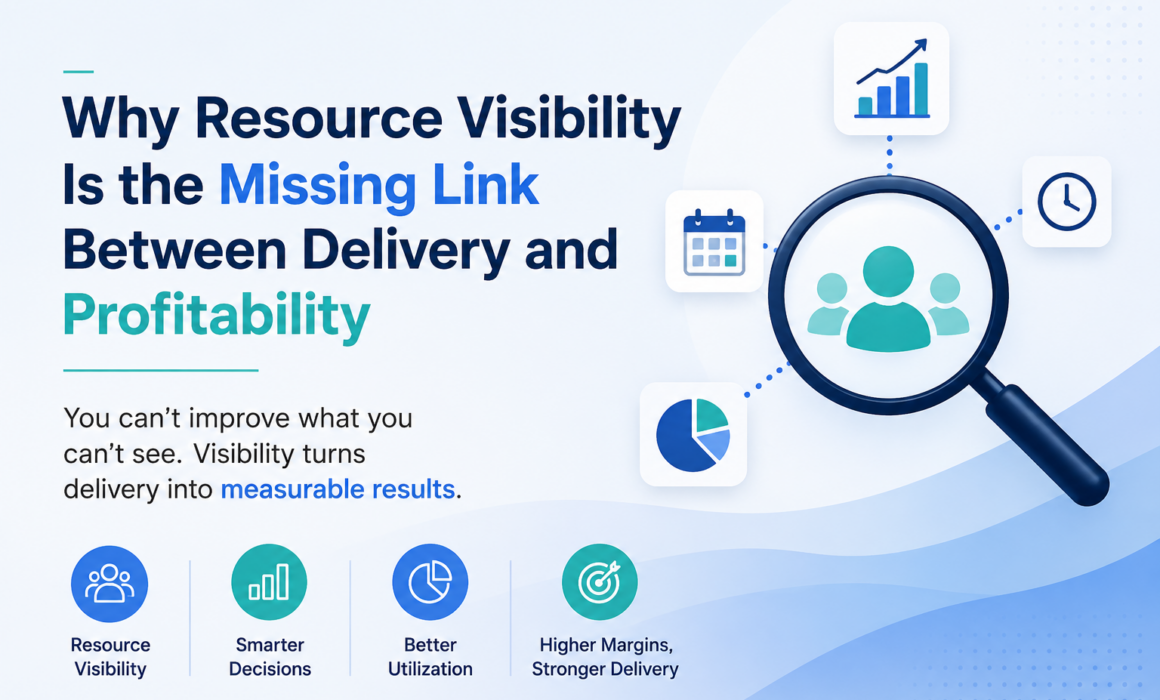 Resource visibility and utilization tracking improving delivery profitability in IT services organizations
