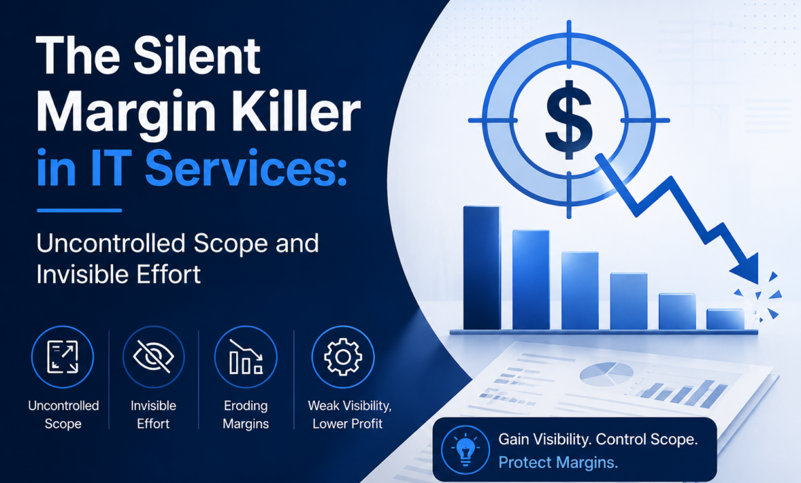 Uncontrolled scope and invisible effort reducing project profitability in IT services organizations