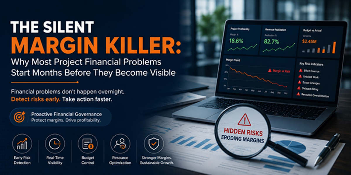 Project financial problems and margin leakage in IT projects caused by hidden inefficiencies like cost overruns, scope creep, and poor resource utilization