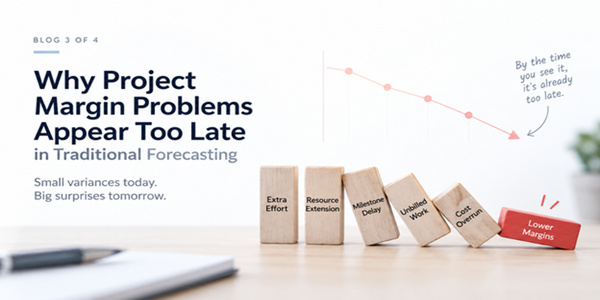 Why Project Margin Problems Appear Too Late in Traditional Forecasting Project margin problems appearing too late due to traditional forecasting and cost overruns