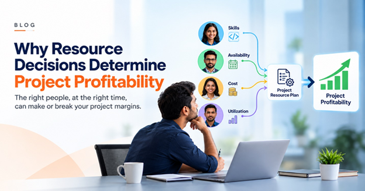 Project resource planning factors including skills, availability, cost and utilization impacting project profitability